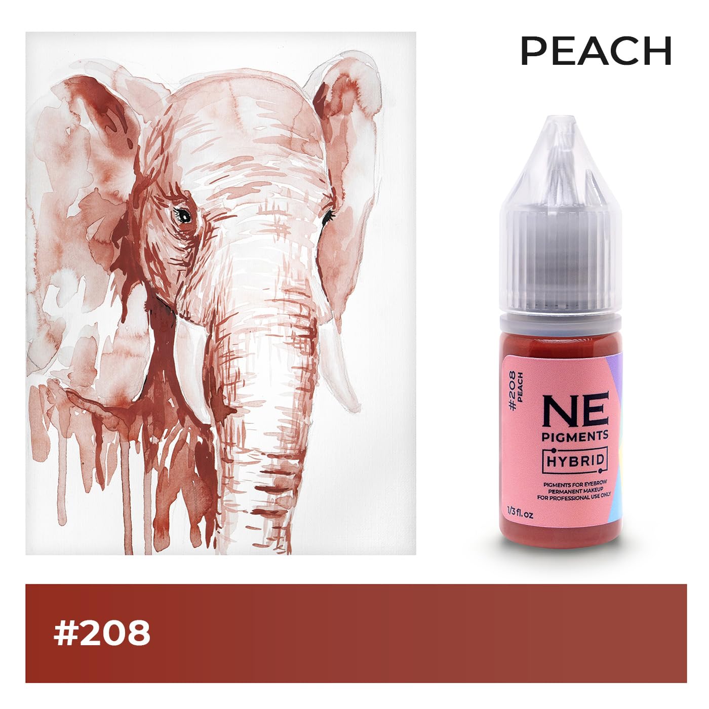 NE PIGMENTS #208 Peach - By Elena Nechaeva - Lip Pigment - Permanent Makeup - Professional Tattoo Ink
