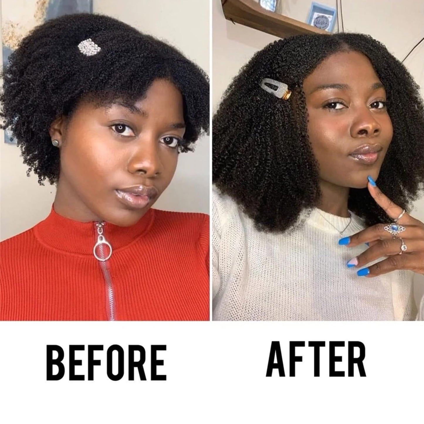 Afro Kinky Curly Clip Ins Human Hair Hair Extensions 8pcs 18 Clips Natural Black Color Brazilian Virgin Human Hair Invisible&Scalp-Friendly 4B 4C Kinky Curly Clip Ins Double Weft Seamless (18inch)