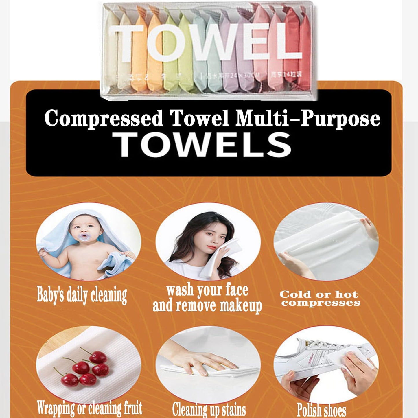 Marfort AS1 SA2 AO3 Aqua Peeling Solution and Compressed Towel Tablet Portable Face Towel Washcloth Reusable 28 Pack Wet