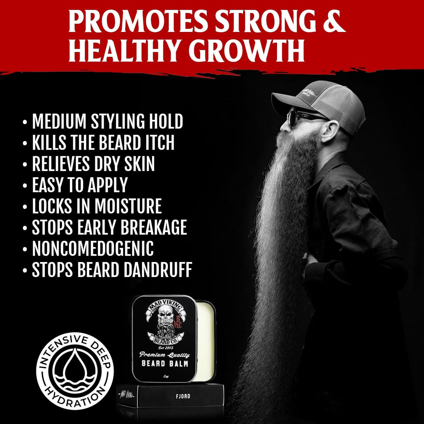 Mad Viking Beard Balm – Non-Greasy Balm to Soften and Style with a Medium Hold - Made with Shea Butter, Beeswax & Premium Oils - Made in the USA - 2oz