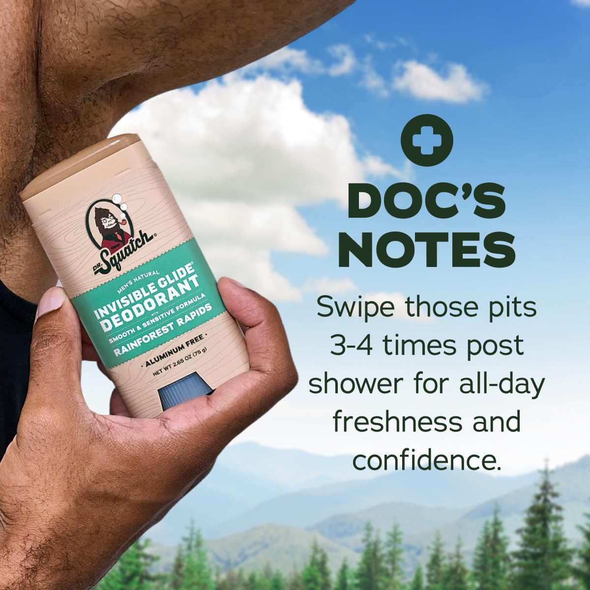 Dr. Squatch Natural Men's Deodorant - Invisible Glide, Aluminum-Free | Coconut Castaway & Rainforest Rapids, 2.65oz (2-Pack)