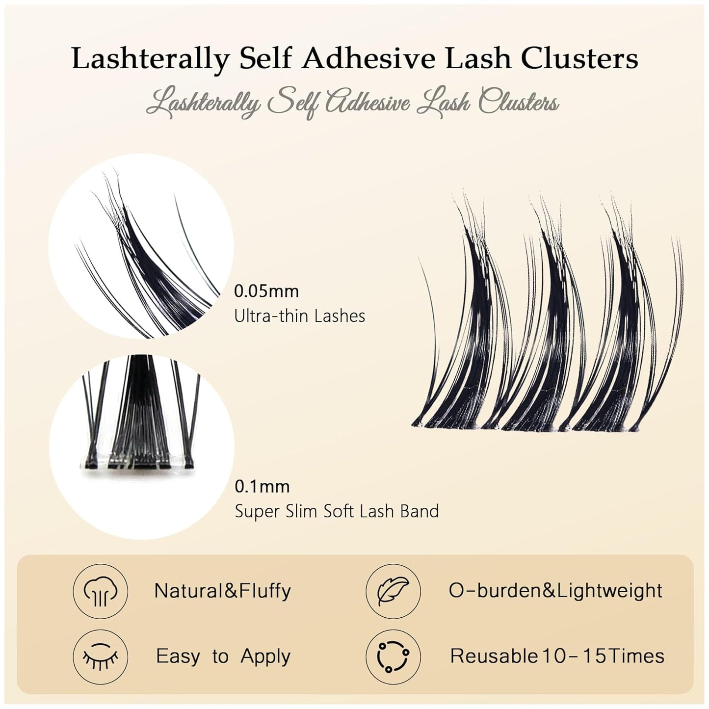 Self-Adhesive Glue-Free Lash Clusters Kit - Easy Removal, Soft & Lightweight | 110 Beginner-Friendly Extensions