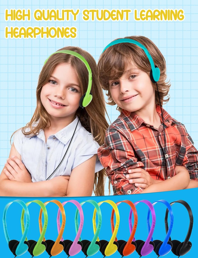 ZNXZXP 18 Pack Classroom Kids Headphones Bulk for School Students Children Teen Boys Girls, Wholesale Bulk Headphones for Classroom Earphones 3.5mm Jack Mix Colors (B)