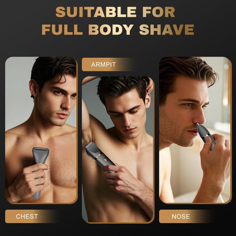 Men's Ball Shaver - 3-in-1 Body Hair Trimmer & Pubic Shaver with Titanium Blades | IPX7 Waterproof, LED Display