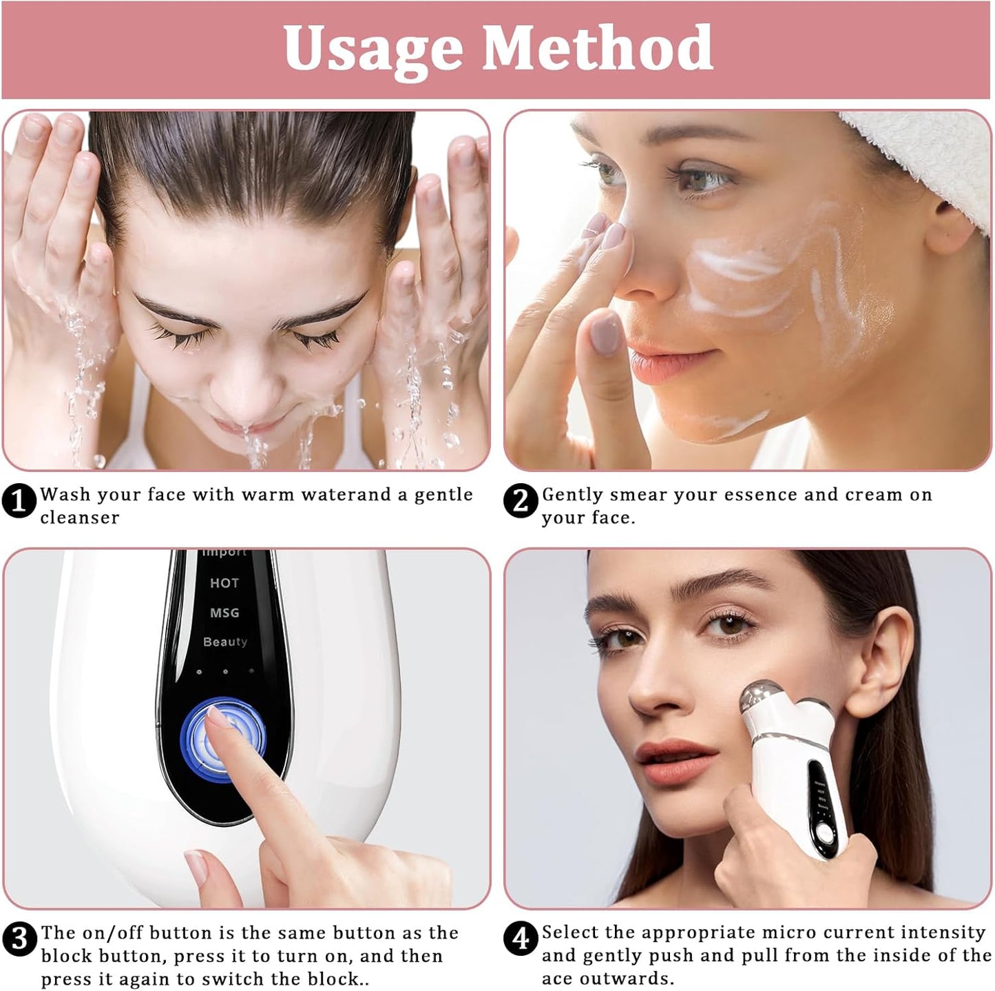 Microcurrent Face Device - USB Facial Shaping Tool for Wrinkle Removal & Anti-Aging | Mini Face Lift Device (White)