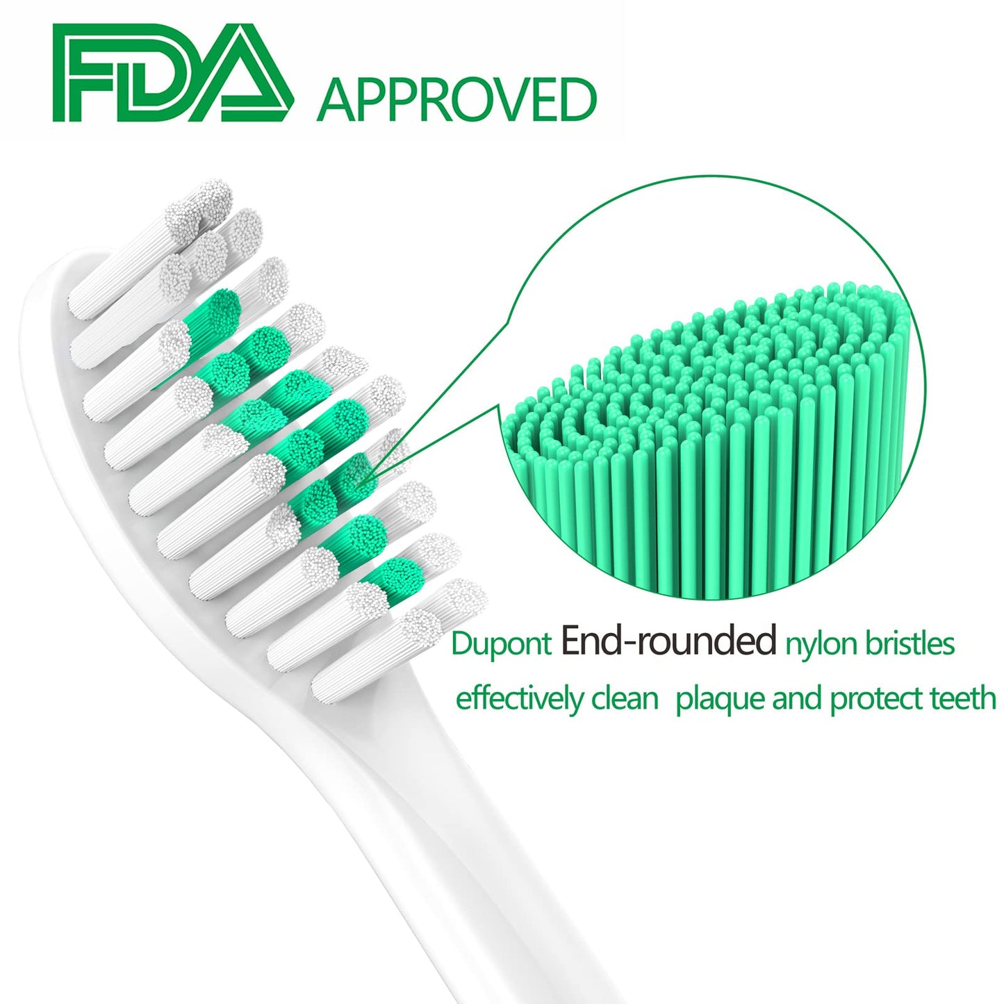 Guhiwuk Replacement Toothbrush Heads Compatible with Philips Sonicare E-Series, Essence, Advance, CleanCare, Elite and Xtreme Screw-on Electric Phillips Brush Handles, 6 Pack