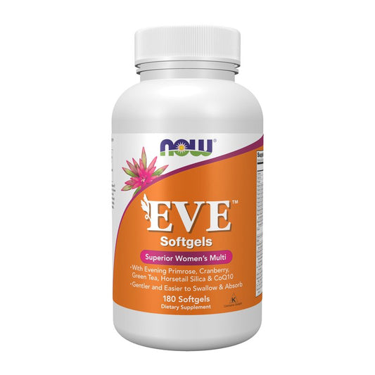 NOW Foods Supplements, Eve™ Women's Multivitamin with Evening Primrose, Cranberry, Green Tea, Horsetail Silica & CoQ10, 180 Softgels