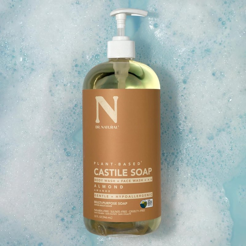 Dr. Natural Castile Liquid Soap - Almond, Sulfate-Free & Cruelty-Free | 2-Pack with Shea Butter & Coconut Oil