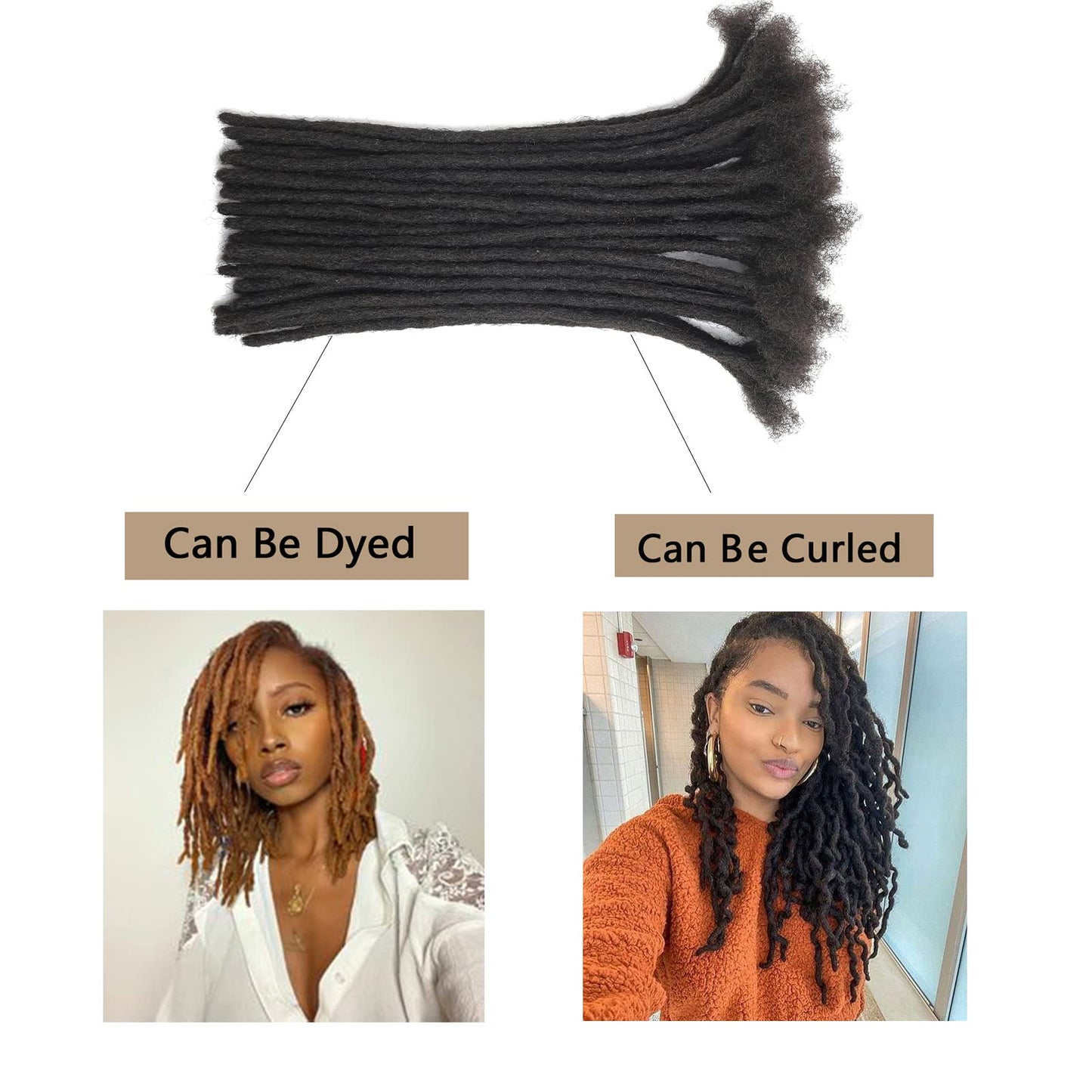 Loc Extensions Human Hair For Men/Women 8 Inch 0.6cm 20strands Width 100% Full Handmade Permanent Dreadlock Extensions Human Hair An Be Dyed Bleached Curled (100% Human Hair,Natural Black)