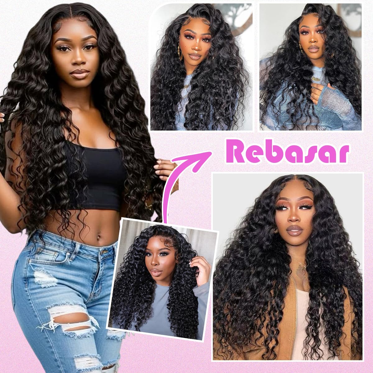 13x4 HD Lace Frontal Closure Deep Wave 14 Inch Pre Plucked Ear To Ear Frontal Free Part Closure with Baby Hair Brazilian Virgin Curly Human Hair for Women Natural Black