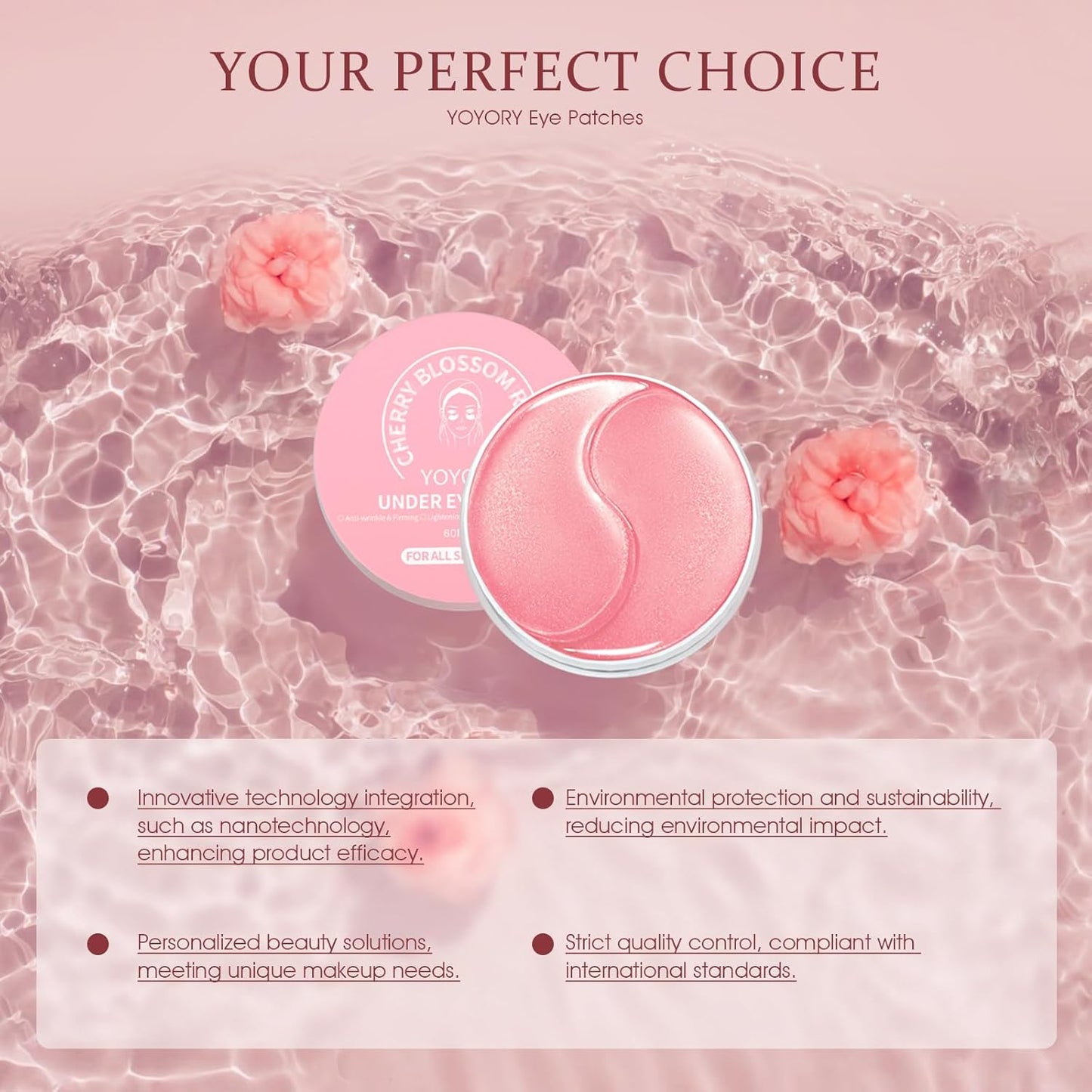 Under Eye Patches - Collagen & Hyaluronic Acid Treatment for Dark Circles, Puffiness & Fine Lines | 60 Pcs, Pink