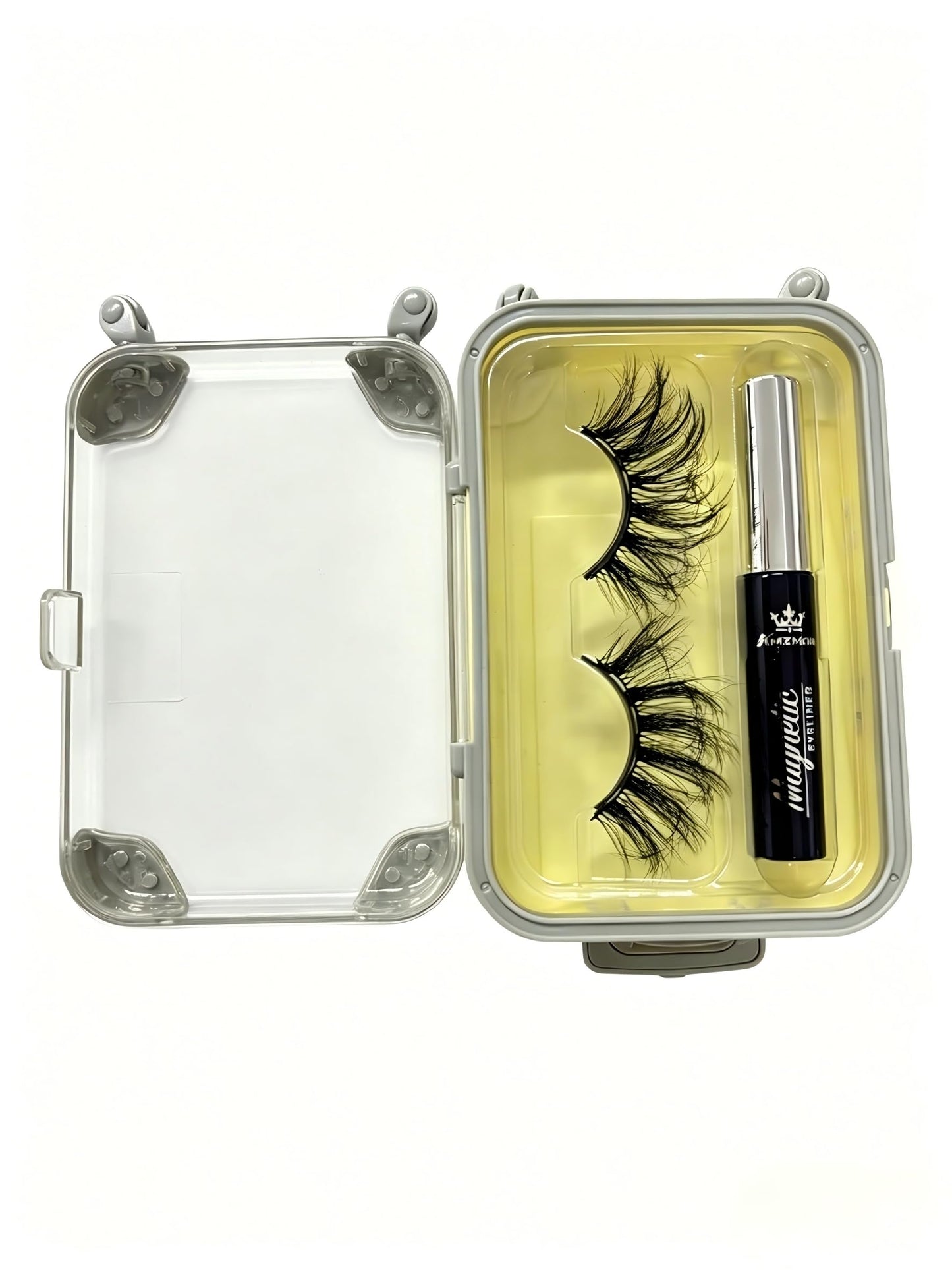 Amzmam Magnetic Eyelashes Natural Look,Magnetic Eyelashes and Eyeliner Kit,Natural Magnetic Lashes,Waterproof, Long Lasting, Easy Apply (Black-9)