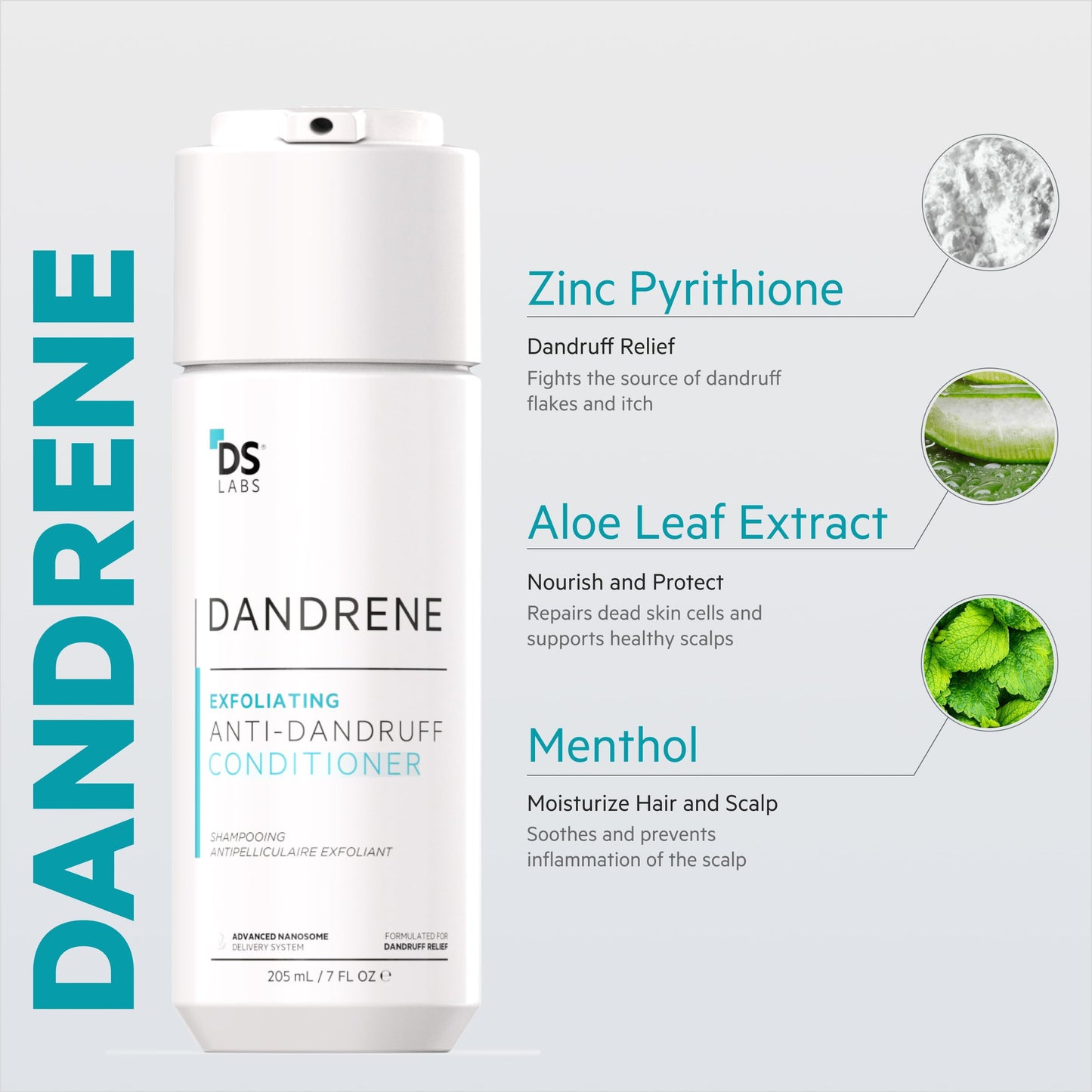 DS Labs Dandrene Dandruff Conditioner, 205mL - for Itchy, Flaky Scalp, Moisturizing Conditioner with Aloe Vera, Supports Scalp Health & Oil Control, For Seborrheic Dermatitis & Psoriasis