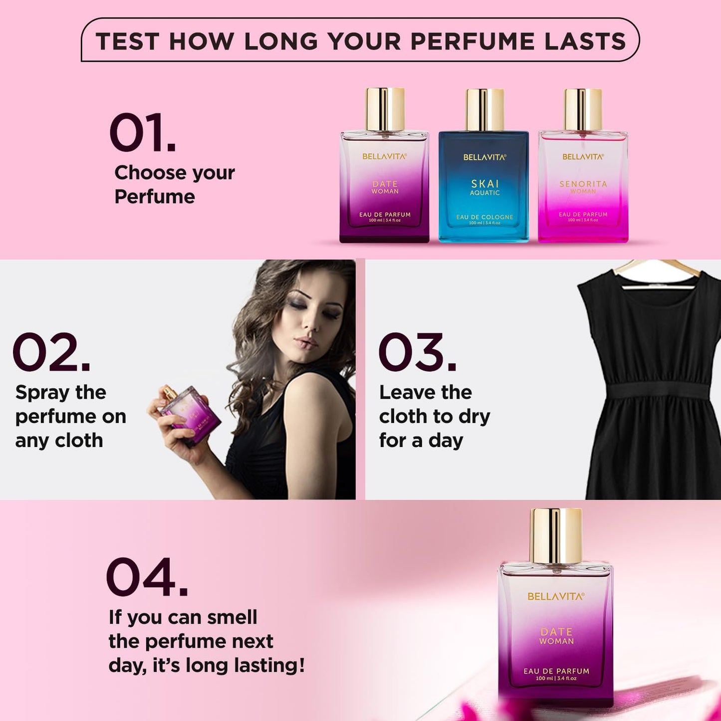 Bella Vita Luxury Gift Set Combo for Women - Date Woman & Women's Gift Set | Pink Pepper, Red Fruit, Jasmine, Oud | Long Lasting Perfume for Women |Vegan & Cruelty free - (4 * 20 ML + 100 ML)