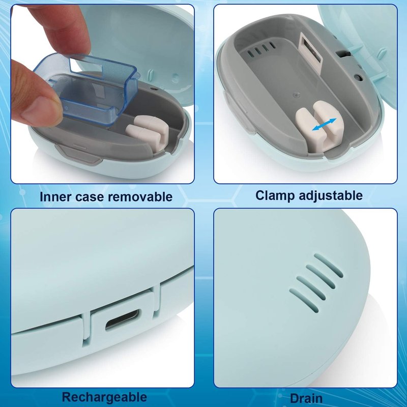Rechargeable Travel Toothbrush Case - Mini Toothbrush Cover with Holder | Blue