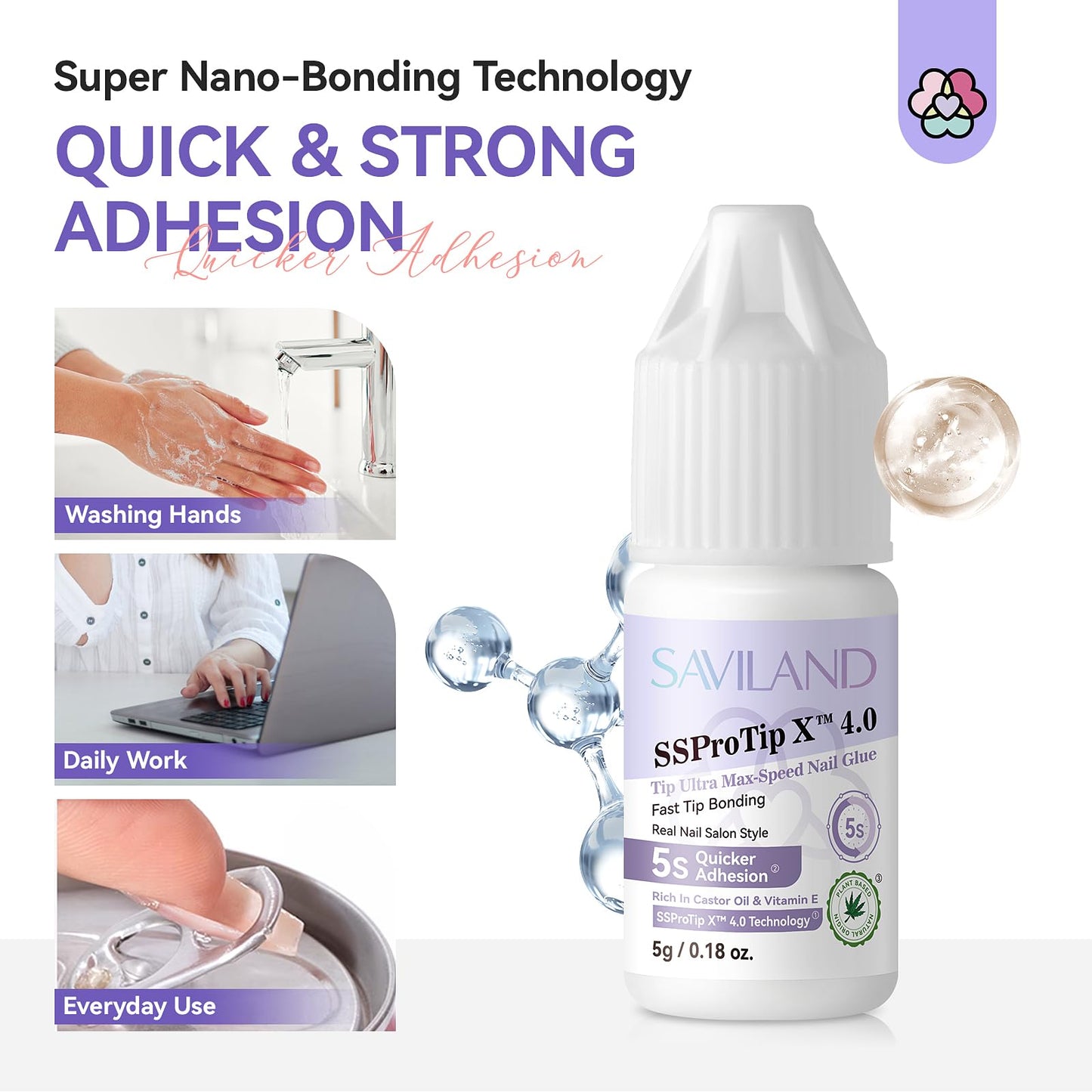SAVILAND SSPro Acrylic Nail Kit: Clear White Pink Acrylic Powder for Beginners Acrylic Liquid Set with Brush Nail Practice Finger Essential Oil for Acrylic Nails Extension Christmas Gift Home DIY