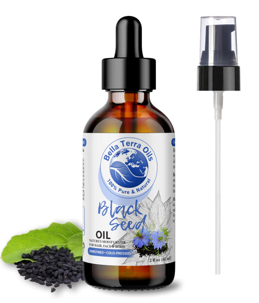 Bella Terra Oils - Black Seed Oil 16oz - Purity from Black Cumin Seeds, Bursting with Omega Fatty Acids & Vitamins, Enhance Your Beauty Regimen