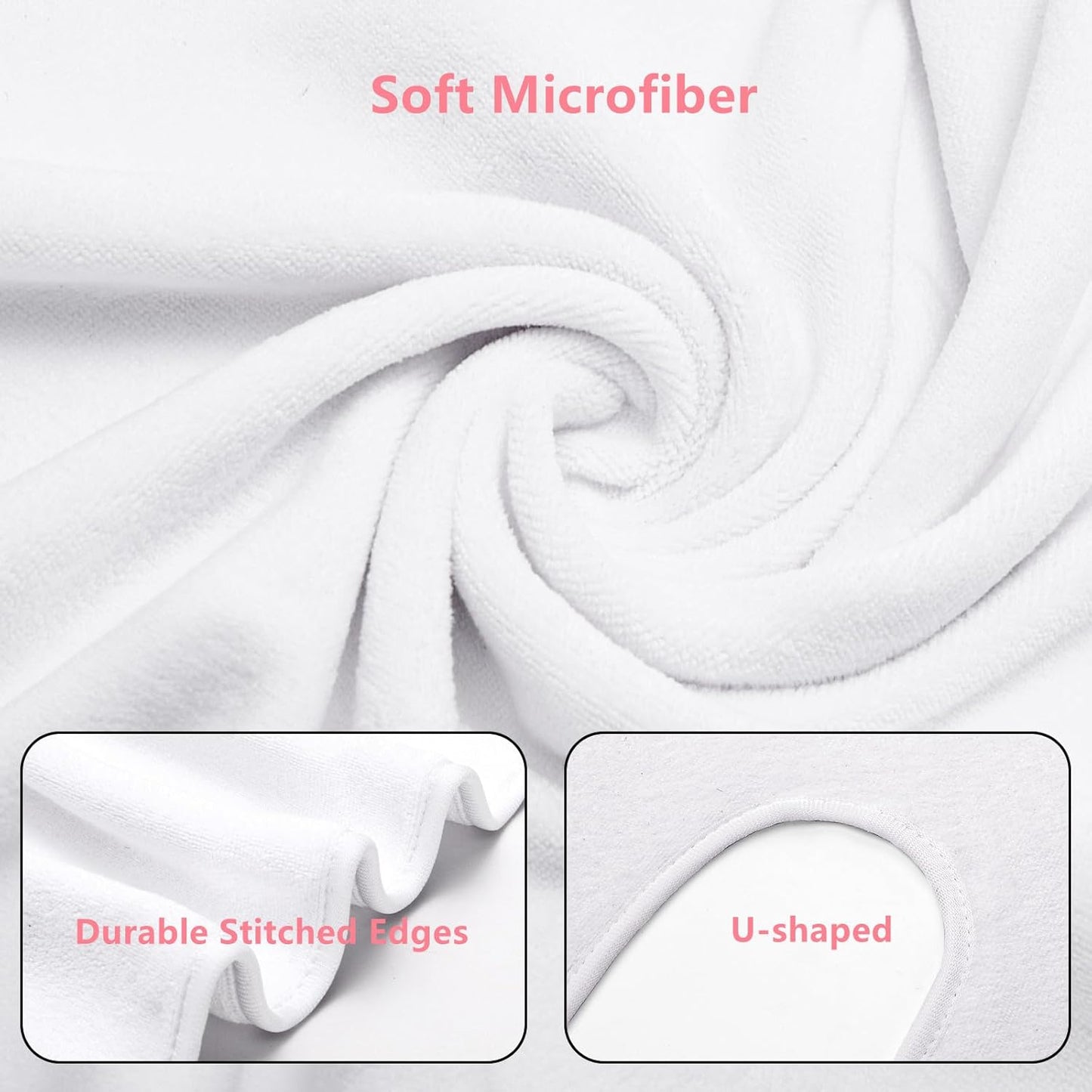 Facial Towels for Estheticians - Soft Microfiber U-Shaped Spa Towels | 6 Pack, White