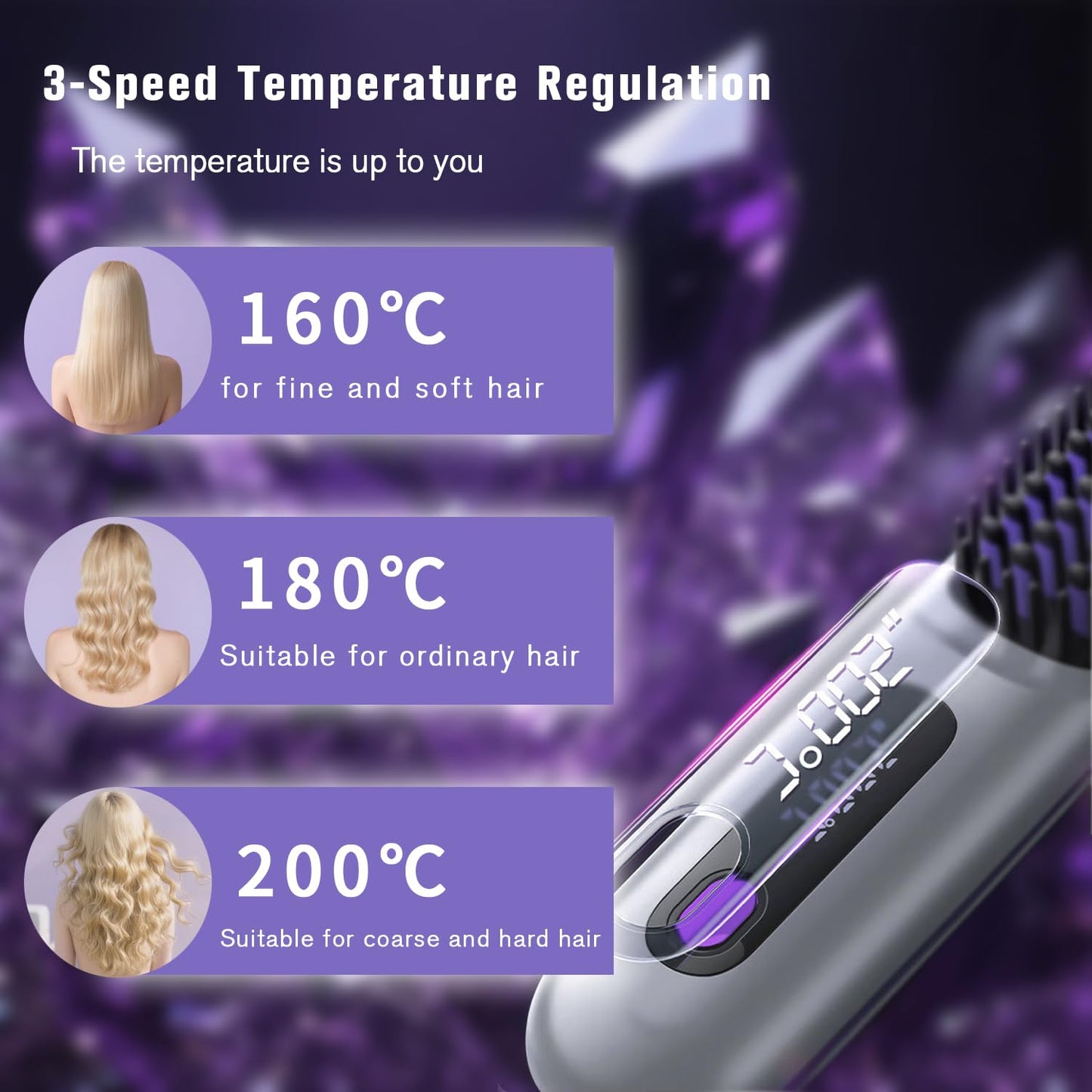 Pro Straightener Hair,Gobrush Cordless Hair Straightener,Portable Hot Comb,Compact & Travel-Friendly,Fast Heating