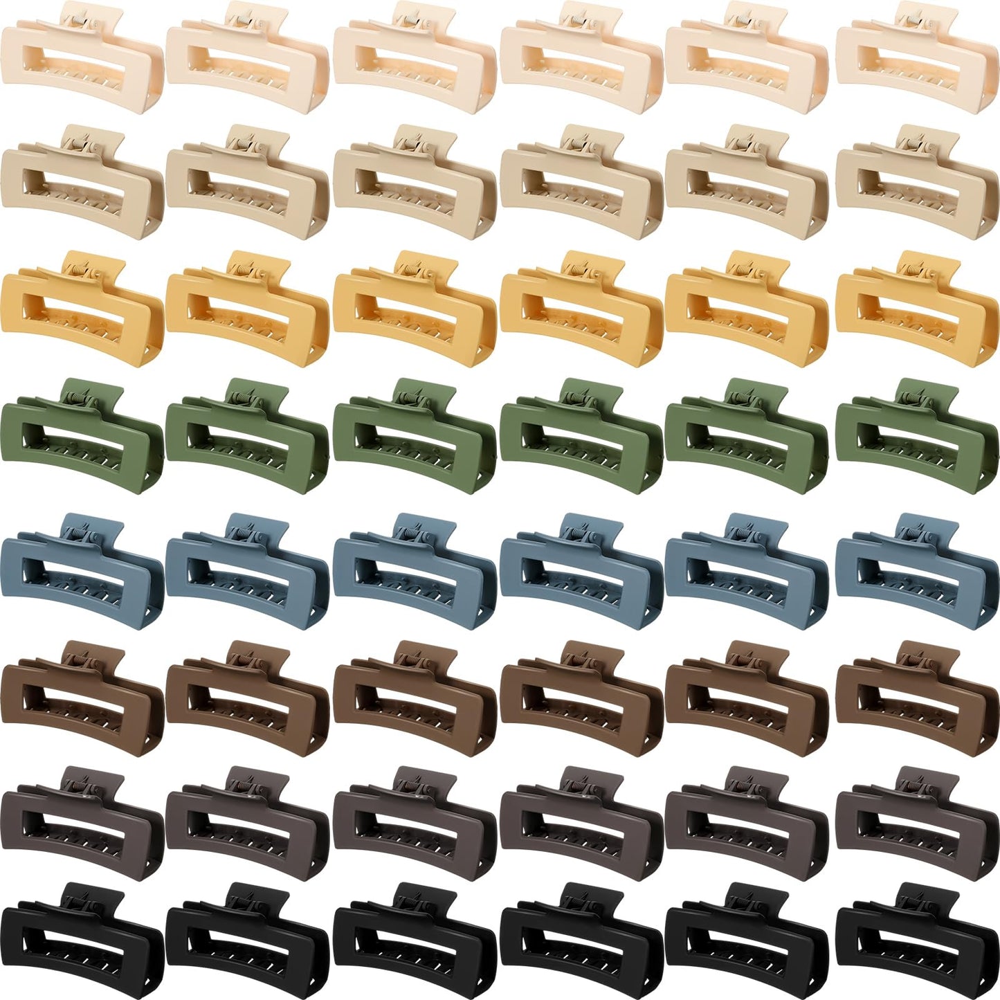 Yunlly 48 Pcs 4.1 Inch Claw Clips Bulk Large Rectangle Square Hair Claw Clips Nonslip Thick Long Hair Strong Hold Jaw for Women Girl Accessories(Multicolor)