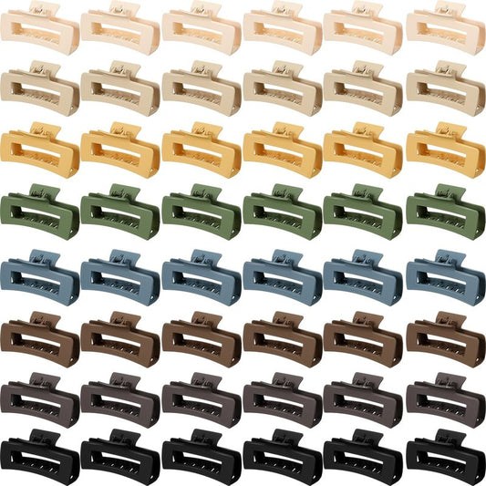 Yunlly 48 Pcs 4.1 Inch Claw Clips Bulk Large Rectangle Square Hair Claw Clips Nonslip Thick Long Hair Strong Hold Jaw for Women Girl Accessories(Multicolor)