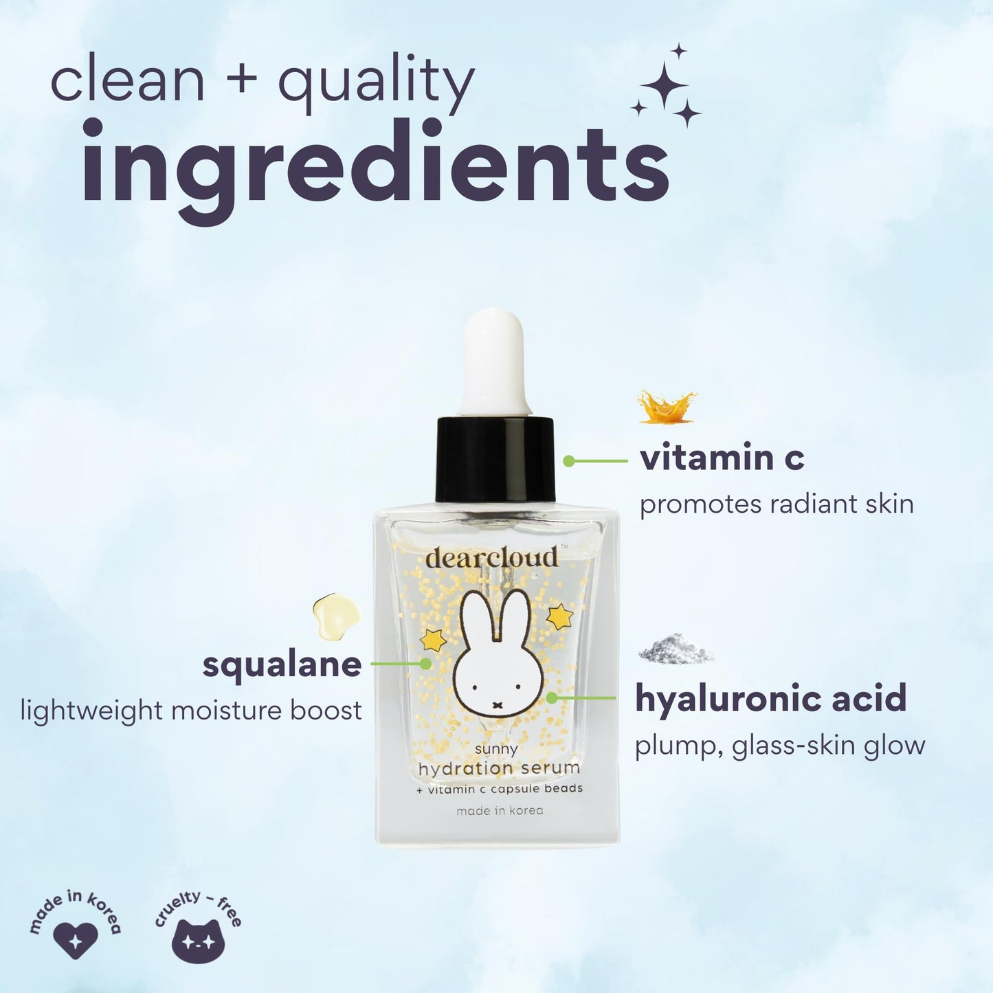 Miffy Sunny Hydration Serum – Hydrating Hyaluronic Acid & Vitamin C Face Serum (1 fl oz)