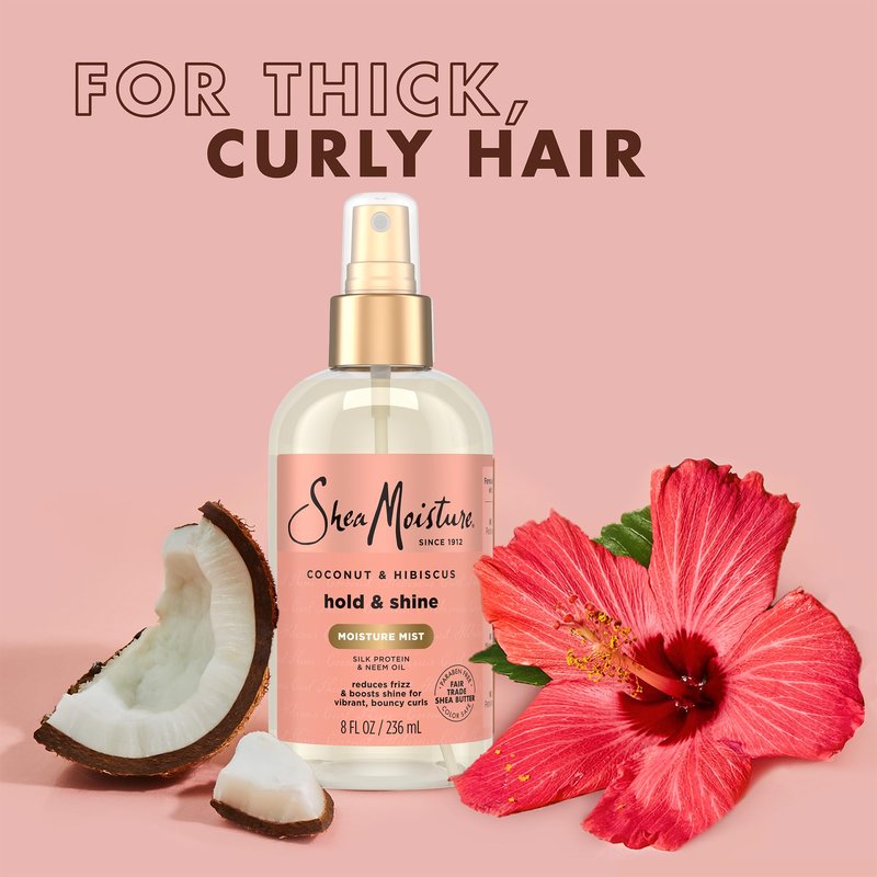 SheaMoisture Curl Care Bundle, Coconut & Hibiscus, Locks Enhancing Smoothie, Hold & Shine Moisture Mist, Frizz Free Mousse for Curly Hair, Wavy Styles, Natural