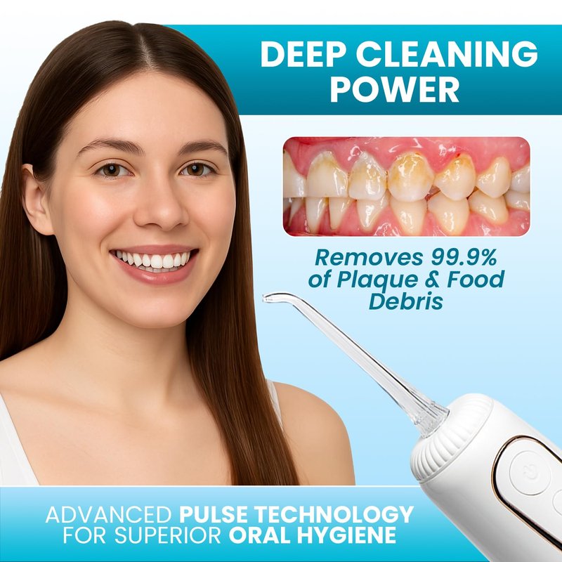 Blast Smile Care Cordless Water Flosser with 360° Rotating Tip for Easy Reach - Water Dental Flosser for Braces & Dental Care - Electric Water Flosser with USB Charger, Ideal for Travel & Everyday Use