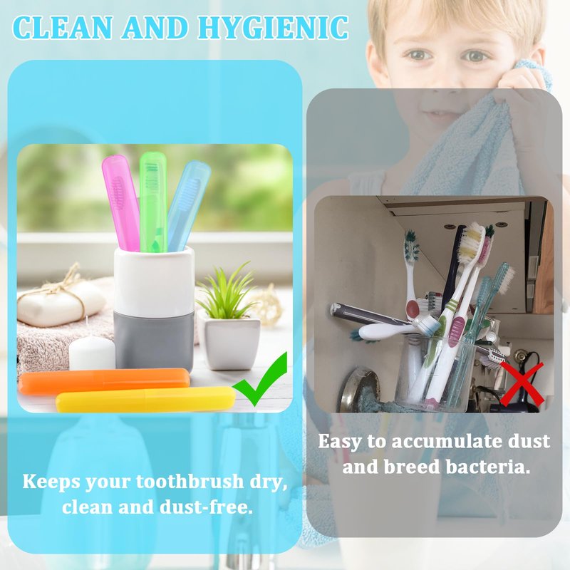 SIKEMAY 50 PCS Travel Toothbrush Holder Bulk, Back to School, Classroom Pencil Case for Kids, Toothbrush Case for Travel, Bathroom, Indoor, Outdoor, Trip, Camping, School
