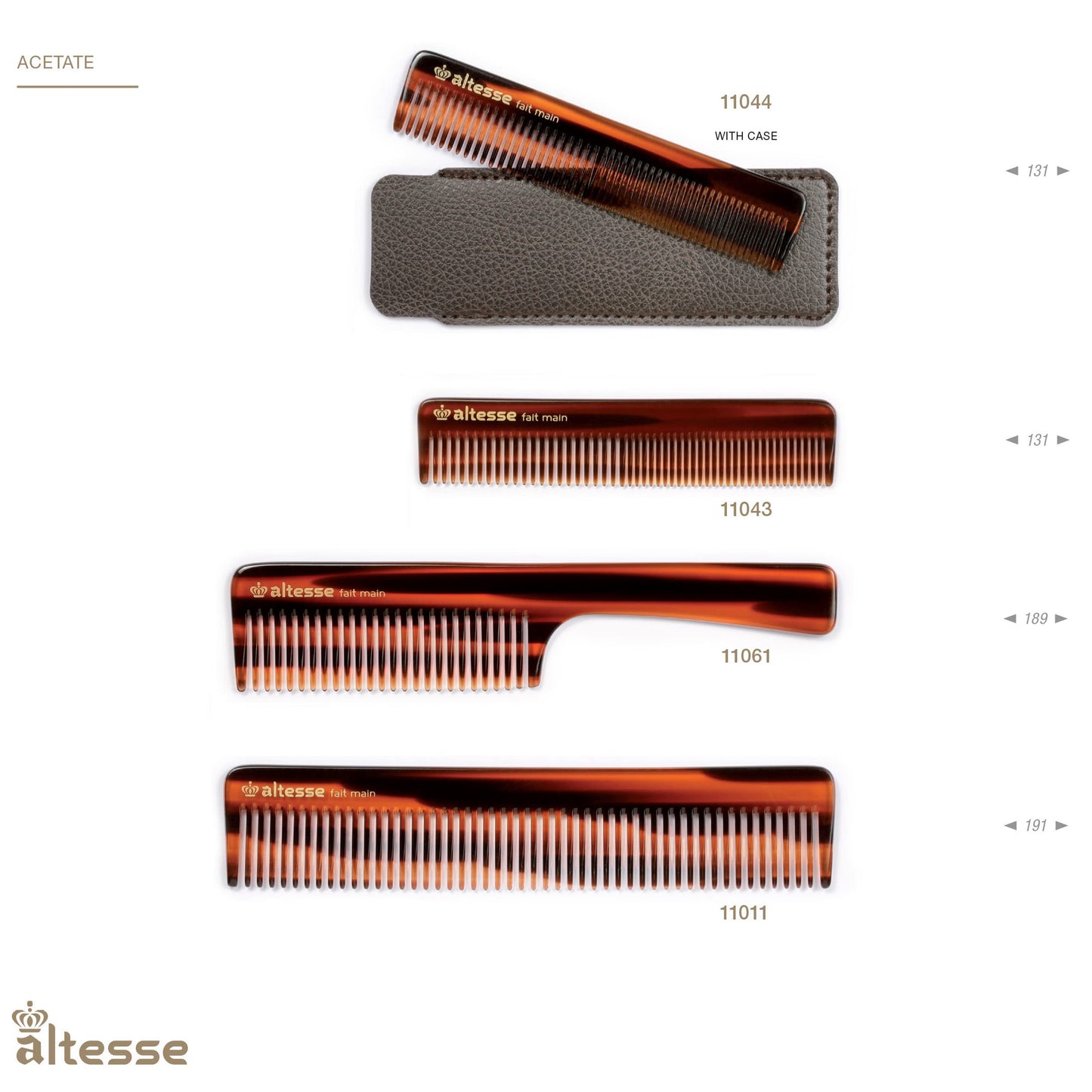Altesse 11011 Wide Tooth Comb Detangler and Curl Defining Comb for Women, Hair Detangler Combs for Women, All Wide Teeth Acetate Large Dresser Comb or Mens Beard Detangling Comb Handmade in France