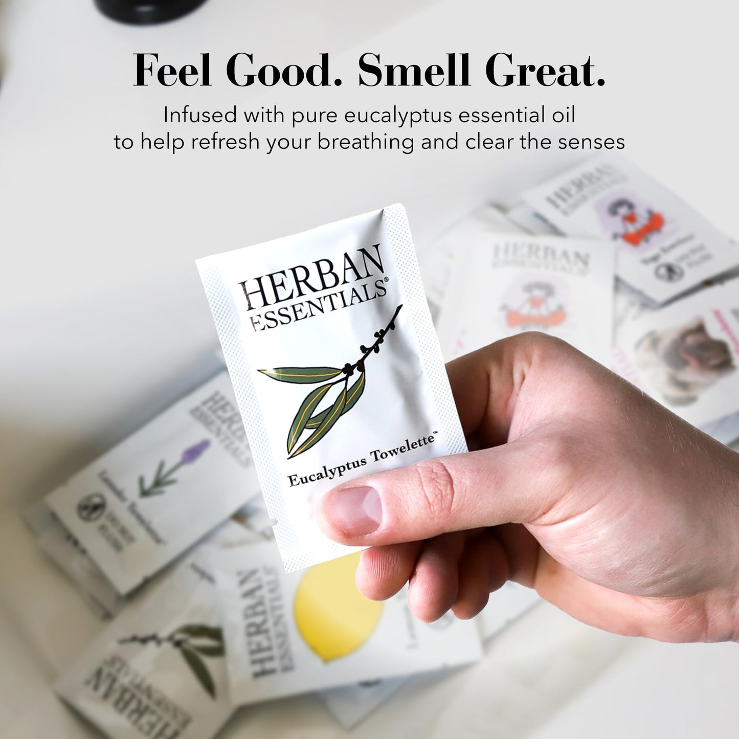 Herban Essentials Assorted Towelettes - Essential Oil Wipes for Hands, Travel Face Wipes