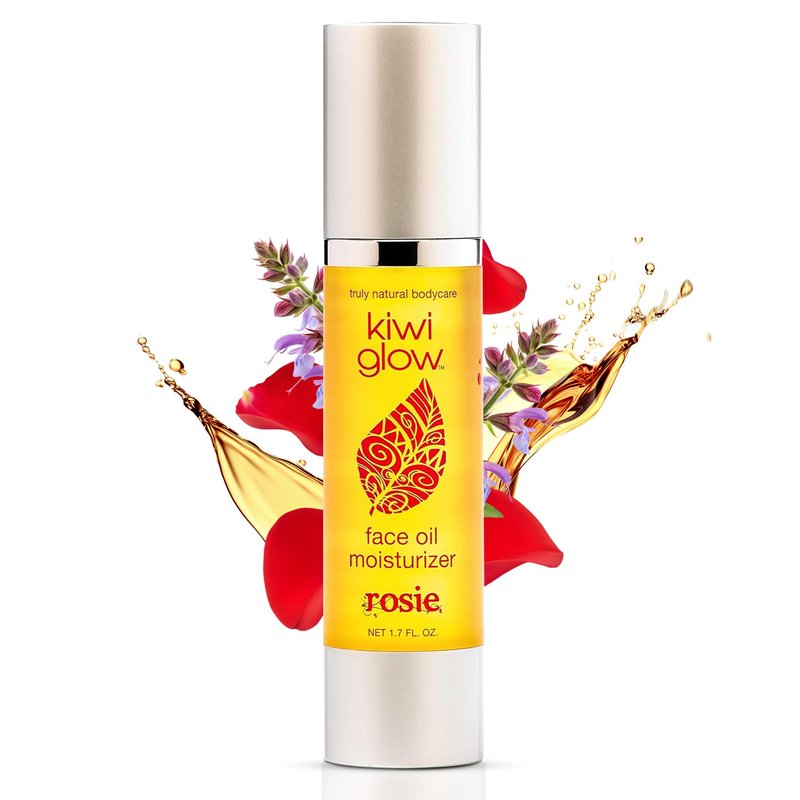 Kiwi Glow Rosie Vegan Face Oil – Fast-Absorbing Anti-Aging Glow Serum for Balanced Radiant Skin – Plant-Based Rose Clary Sage Sesame – Cruelty-Free USA Made – 1.7 oz
