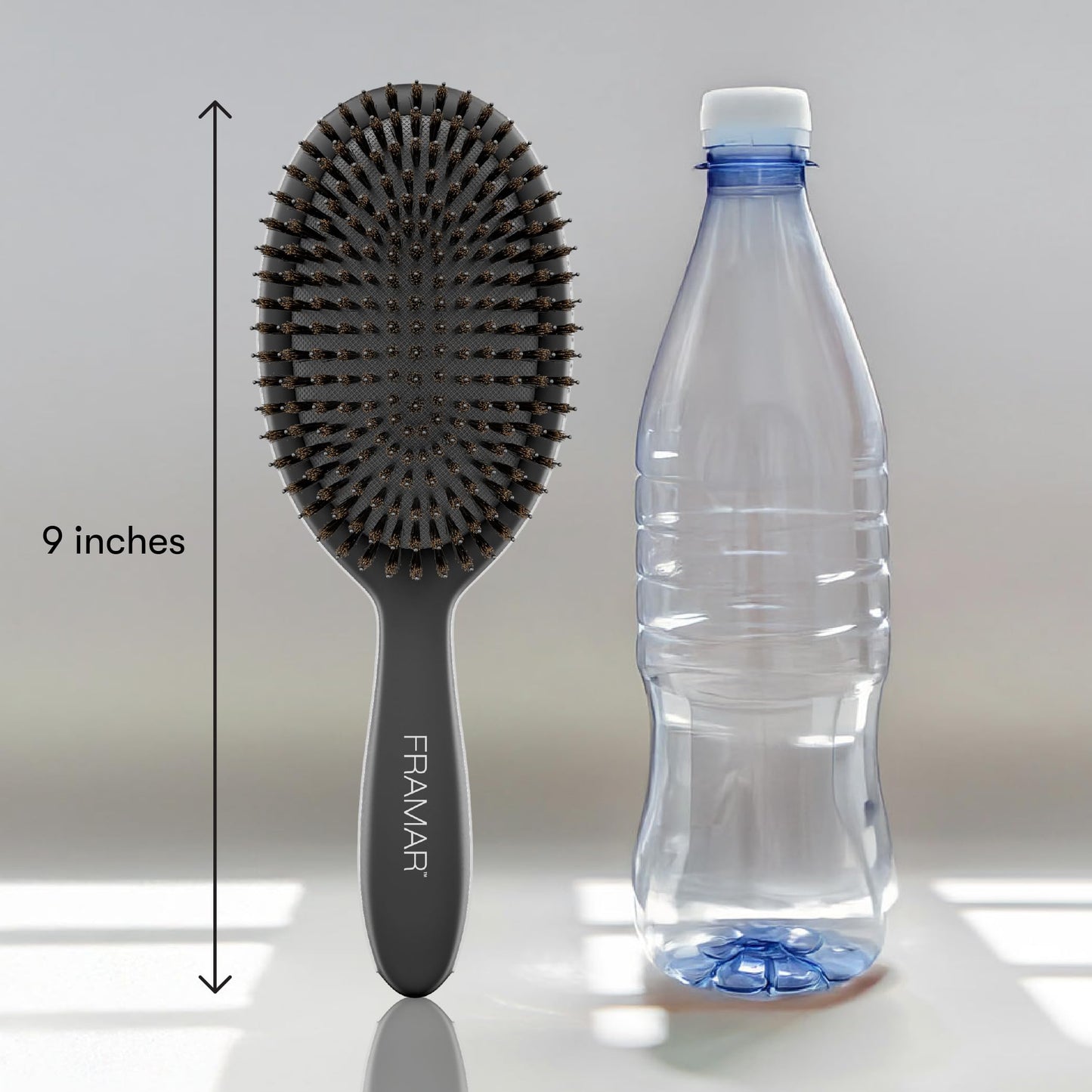 FRAMAR Soft Boar Bristle Hair Brush For Women – Boars Hair Brush For Women, Boar Brush For Fine Hair, Hairbrush For Fine Hair, Soft Bristle Brush For Slick Back, Volume and Shine - Black