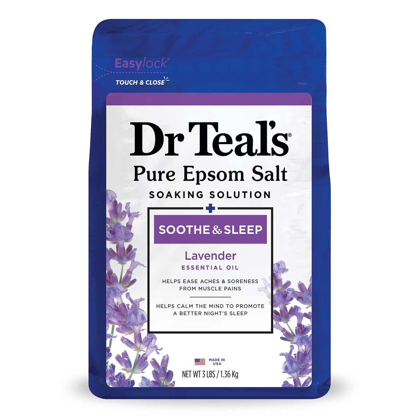 Dr Teal's Foaming Bath & Epsom Salt Soak, Lavender Scent, Soothe & Sleep, 34 fl oz & 3 lbs