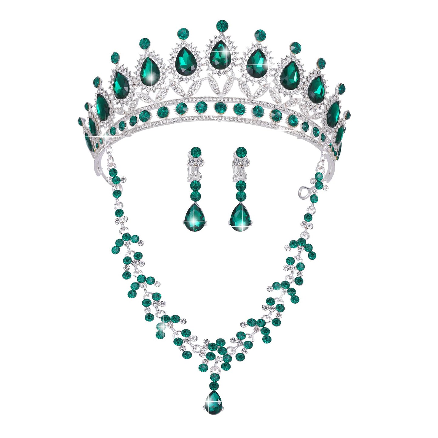 Geurlev Tiaras and Crowns for Women,Tiaras Earrings Necklace, Crystal Bridal Jewelry Set, Costume Party Halloween Prom Pageant Jewelry for Women