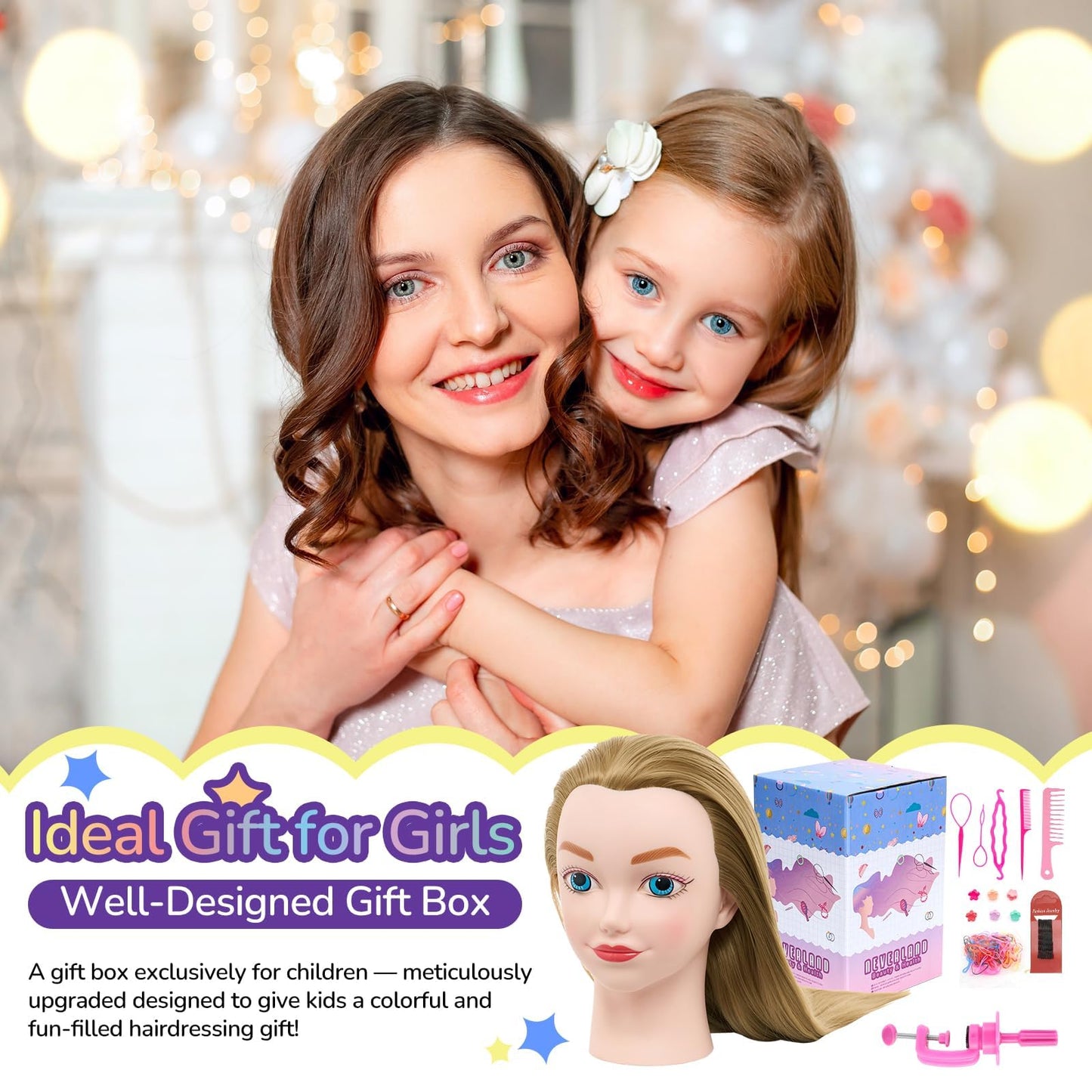 Mannequin Head for Kids - Doll Head for Hair Styling for Kids, Cosmetology Manikin Practice Training Head for Braiding Hairdressing for Girls #27
