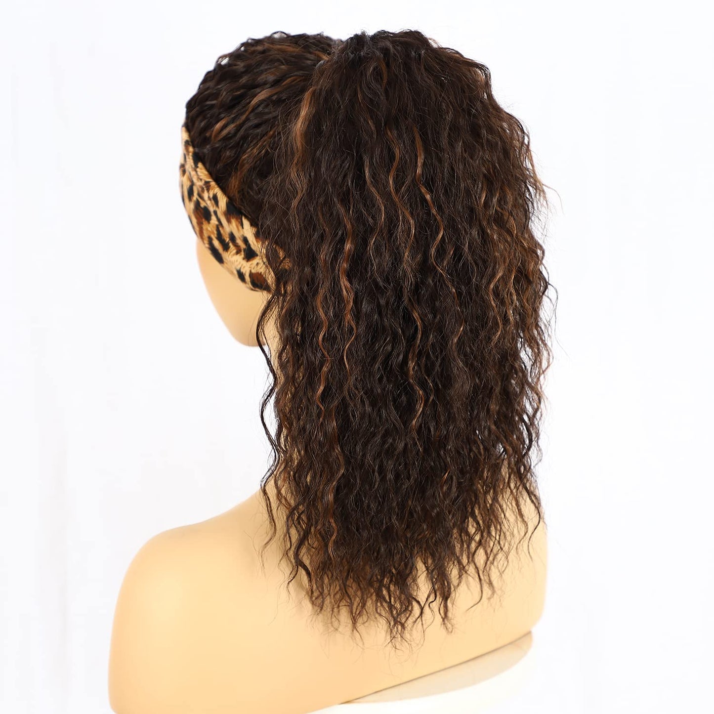 SOMIARIK Headband Wigs for Black Women Natural Hairline Synthetic Brown Loose Curly None Lace Front Wigs for Black Women Glueless Machine Made Wig Wavy pre plucked 26 Inch