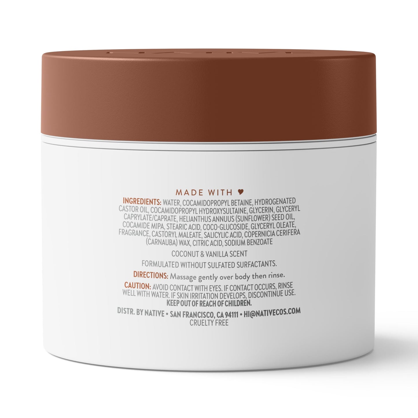 Native Exfoliating Body Scrub Bundle, Gentle Body Polish for Soft, Smooth Skin, Made without Sulfates, Parabens, or Dyes, Coconut & Vanilla + Sweet Peach & Nectar Scents, 12 oz (Pack of 2)
