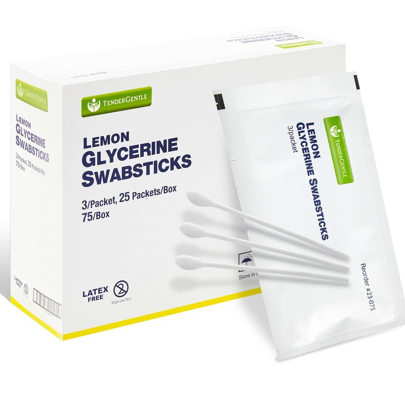 Lemon Mouth Swabs for Hospice Patients - 5 Pack of 375 Lemon Glycerin Oral Swabs for the Elderly - Refreshes and Moistens the Mouth, Teeth, and Gums