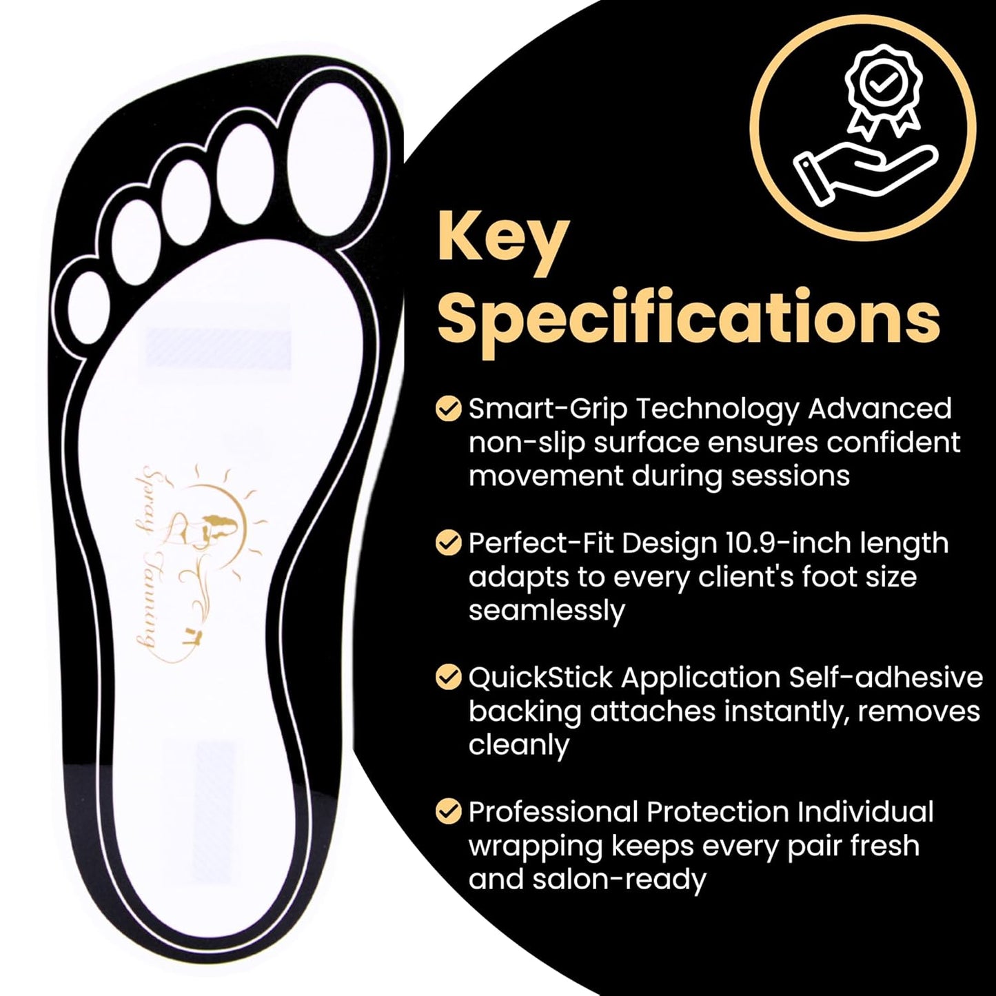 Disposable Black Tanning Feet Pads - 120 Pairs for Sunless Spray Tan Protection | Foot-Shaped Design