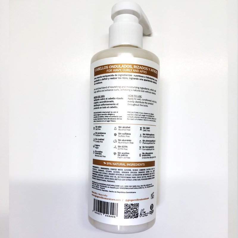 Ginger Milk Leave in Conditioner for Curly, Wavy, and Coily Hair | Hydrates, Nourishes and strengthens | curl cream & curly hair products Be Yourself 8.5 oz