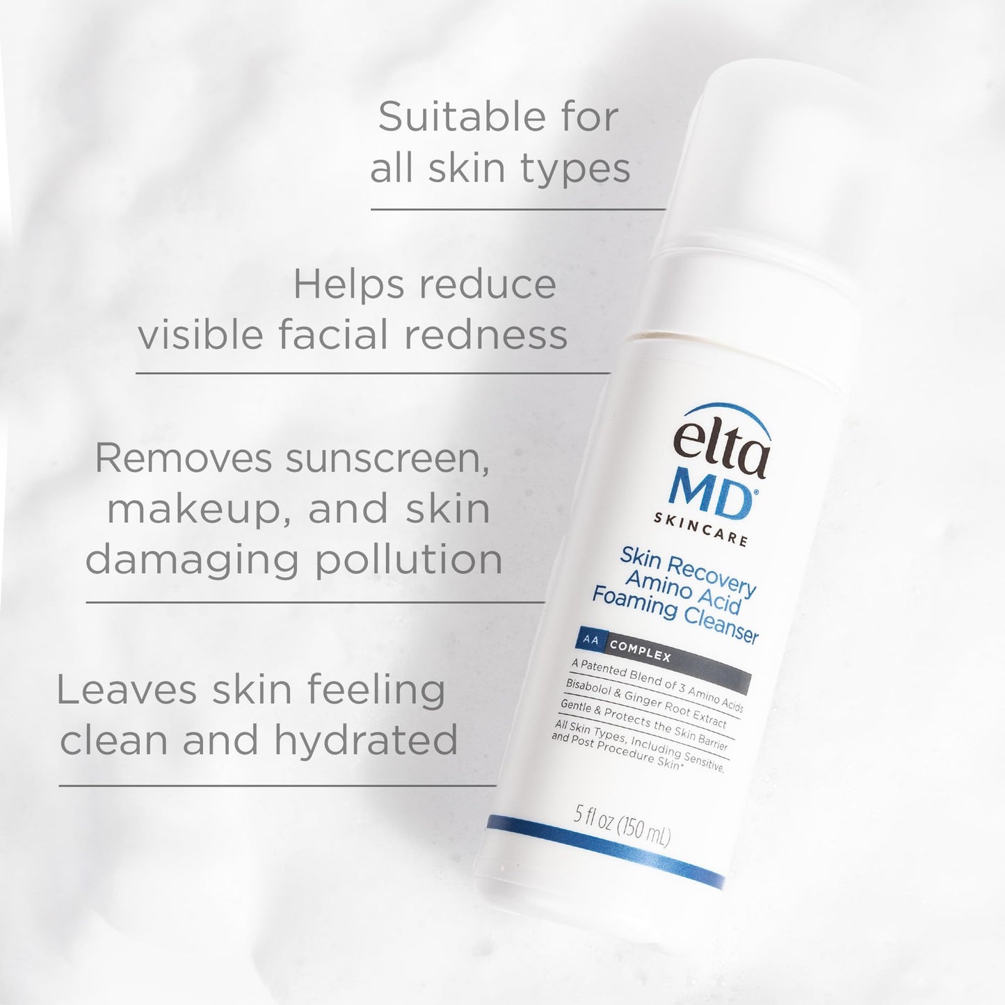 EltaMD Foaming Facial Cleanser, 3.4 oz with Skin Recovery Amino Acid Cleanser Trial Size 1 oz