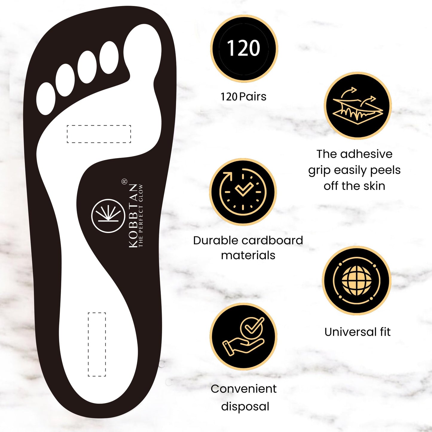 KobbTan Spray Tan Feet Pads 120Pairs Disposable & Economic for Spray tanning,Use in Tanning booth,Sunless Tanning at Home or Beauty Salon-Non Slip-Comfortable-Hygienic-Ultra Bronzing (Black)