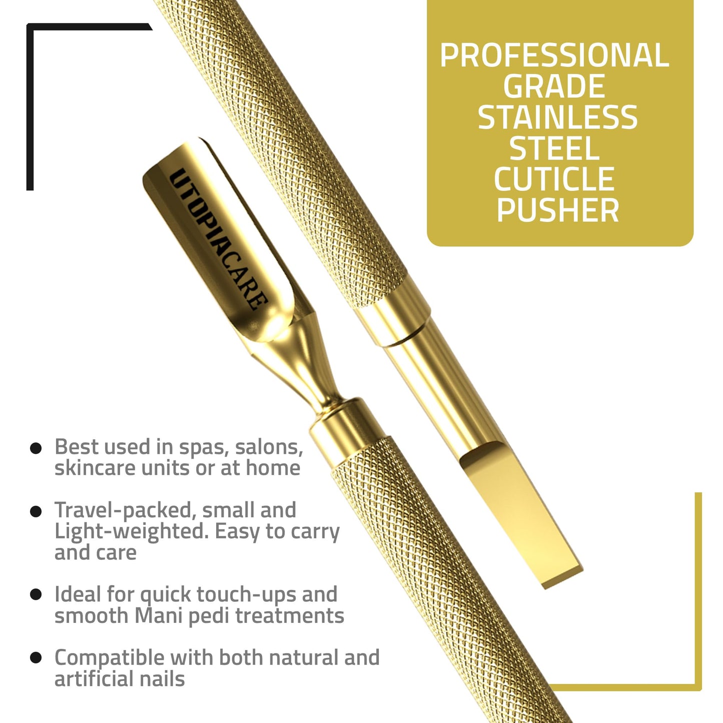 Utopia Care Cuticle Pusher Tool and Spoon Nail Cleaner - Professional Grade Stainless Steel Cuticle Remover and Cutter - Durable Manicure and Pedicure Tool - for Fingernails and Toenails