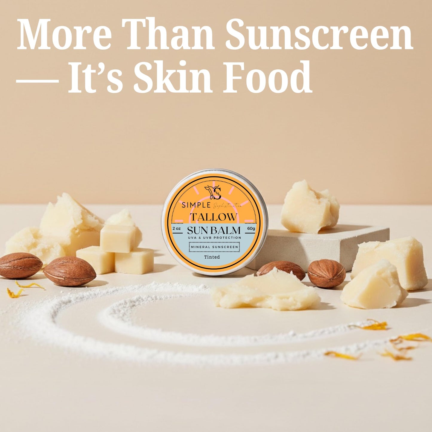 Tinted Mineral Sunscreen SPF 50+ for Face | Zinc Oxide with Grass-Fed Beef Tallow | Reef Safe Daily Facial Sunscreen | Anti-aging with CoQ10+Resveratrol, No White Cast, Sensitive Skin | 2 oz (Fair)
