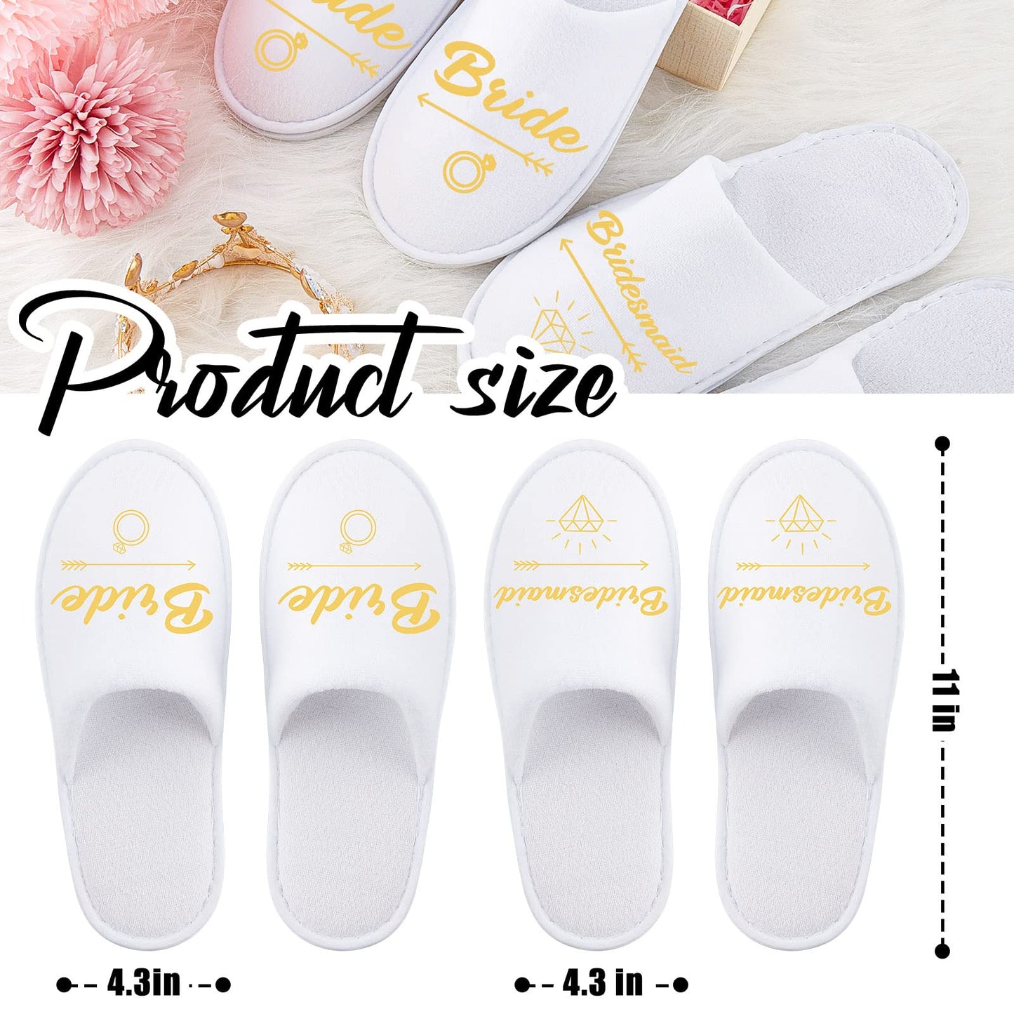 Hercicy Wedding Bridesmaid Slippers Set of 7 Bride Disposable Hotel Bridal Shower Spa Slippers for Weddings and Bachelorette Party Decoration