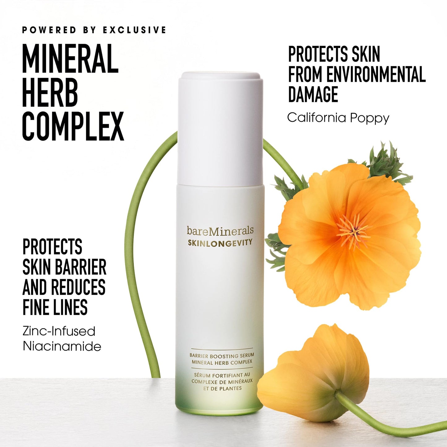 bareMinerals SKINLONGEVITY Barrier Boosting Serum, Hydrating Face Serum with Niacinamide, Strengthens Skin Barrier, Improves Texture, Suitable for All Skin Types, 30ml