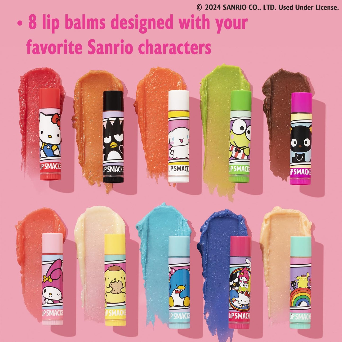 Hello Kitty Flavored Lip Balm Set - 8-Piece Hydrating Collection | My Melody, Little Twin Stars, Chococat