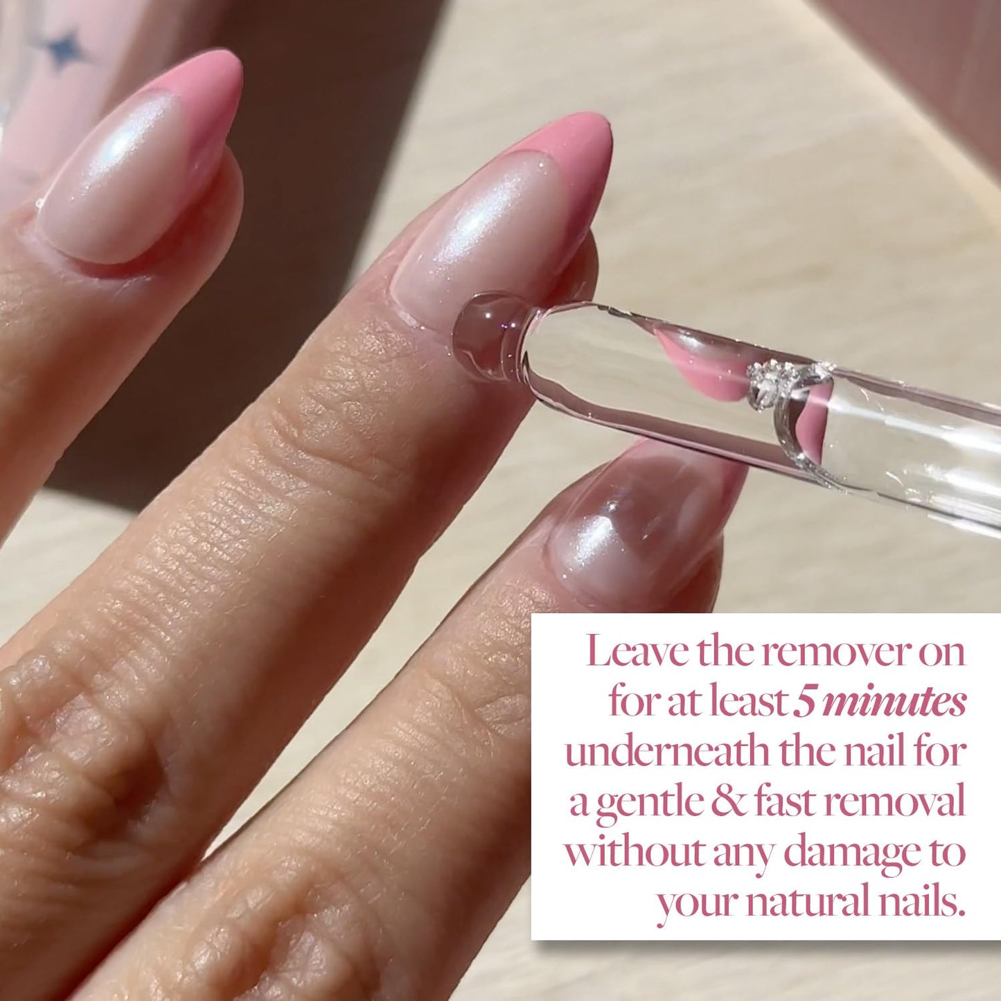 Press-On Nails - Bubble Gum Glaze Short Almond Pink French Tips | 30 Nail Kit with Super Strong Glue & Remover