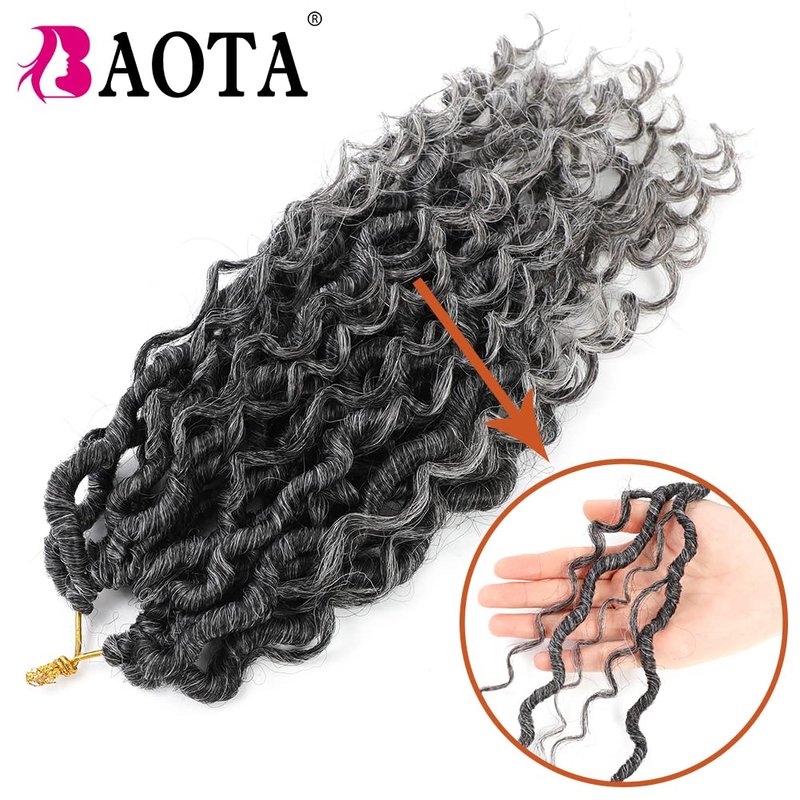 Crochet Hair for Black Women 14 Inch 7 Packs Goddess Locs Crochet Hair Faux Locs Pre-looped River Hair with Curly Ends(1B/30/27#)